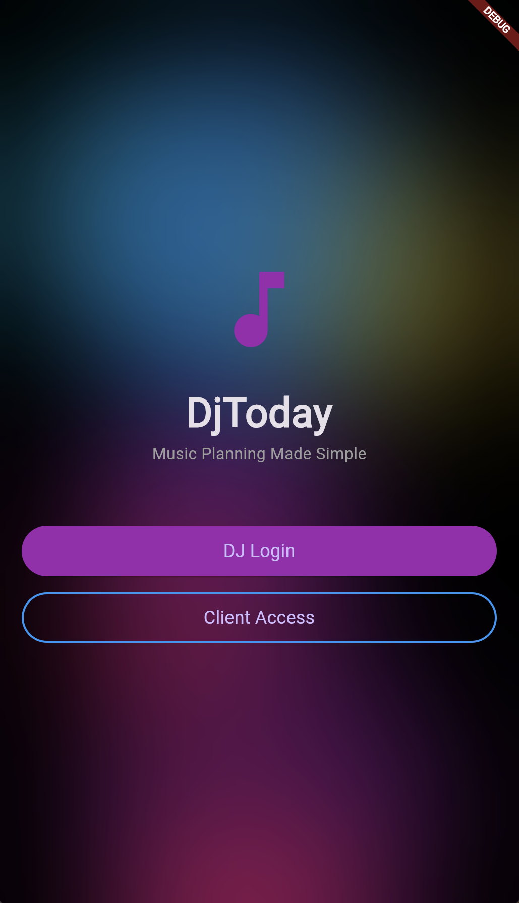 DjToday Login Screen